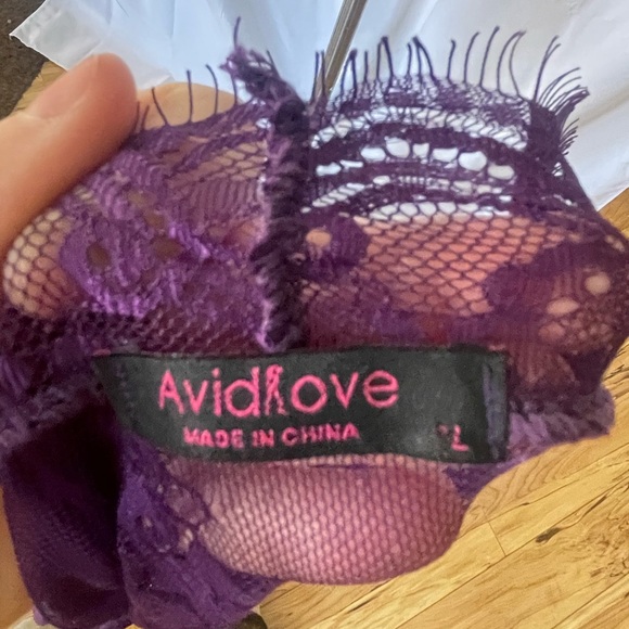Purple Lace Kimono Cardigan Womens L Avidlove - Picture 7 of 7